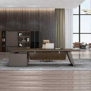 Lüks l-şekilli Modern yönetici masası yeni tasarım ceo'su patron yöneticisi ofis mobilyaları ile uzatılabilir özellik çalışma masası - Product Image 4