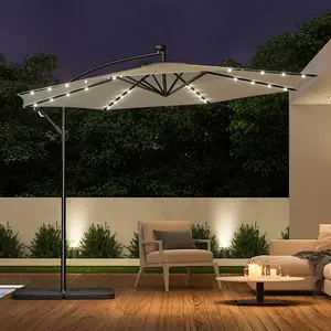 Parasol d'extérieur personnalisé de 9 pieds/10 pieds Parasol de terrasse Parasol solaire avec led