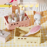 Organisateur de bureau en plastique pliable, panier de rangement empilable, boîte à cosmétiques pour la maison et le bureau - Nouveau best-seller transfrontalier