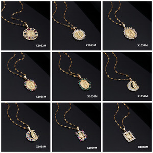 Collar de medallón religioso chapado en oro de 18K, María Milagrosa, <span class=keywords><strong>San</strong></span> <span class=keywords><strong>Benito</strong></span>, Ángel Guardián Madre Santa - Product Image 2