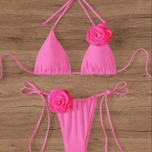 Ensemble de maillot de bain bikini à bretelles florales pour femmes, maillot de bain deux pièces - Product Image 4