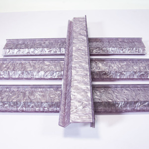 Support de Mahjong Personnalisé Moderne de Luxe en Acrylique Marbré Gris Nacré/Violet Taro 17,5 po 20 po – Durable et Portable - Product Image 4