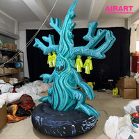 Arbre hanté gonflable d'Halloween 2,5 m, accessoire d'arbre effrayant avec décoration de fantôme suspendu