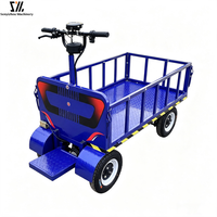 Chariot de transport électrique à batterie à 4 roues, idéal pour la ferme et l'entrepôt, avec plateau plat, poussé à la main - Vente chaude