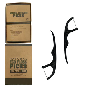 Hilo Dental desechable portátil personalizado ecológico <span class=keywords><strong>de</strong></span> alta calidad, paquete biodegradable con sabor a fresa y carbón <span class=keywords><strong>de</strong></span> Bambú - Product Image 2