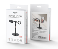 Support de téléphone de bureau Yesido C297 à double usage pour diffusion en direct, avec rotation à 360°, aimant puissant N52 et réglage de hauteur libre de 30 à 46 cm