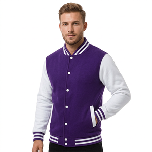 Best Selling New Fashion Men's <b>Black</b> White Varsity <b>Jacket</b> <b>Fleece</b> Preppy Style Turn-down Collar Regular Sleeve Solid Color Button - Product Image 3