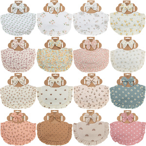 New Arrival Newborn Soft Printed Color <strong>Baby</strong> <strong>Headbands</strong> Nylon Custom Logo Labels <strong>Baby</strong> Bibs Set - Product Image 3