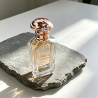 Flacon de parfum en verre plat de haute qualité, industriel, 50 ml, avec logo personnalisé, fond épais, avec bouchon en zamac