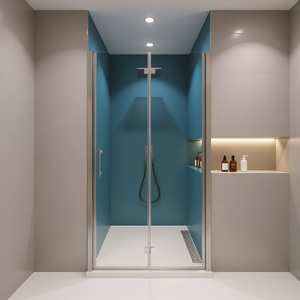 Porte de douche pivotante universelle réglable en verre trempé de 1/4 pouce, rectangulaire avec cadre et charnière, design contemporain - Product Image 2