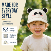 Casquette en velours côtelé pour bébé, forme animale, bord souple, faible MOQ, commande en gros directe usine, chapeau de soleil extérieur pour nourrisson et tout-petit