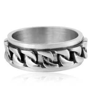 Anillo de cadena de acero inoxidable yunnique, banda giratoria unisex estilo punk rock, regalo de joyería plateada - Product Image 4