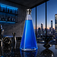 500 ml Sechseckige Vertikal Gestreifte Hohe Konische Glasflasche Geeignet für die Verpackung von Gin, Wodka, Fruchtwein und Spirituosen als Geschenke