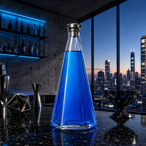 Bottiglia di Vetro Conica Alta Esagonale a Strisce Verticali da 500 ml, Adatta per Confezionare Gin, Vodka, Vino Fruttato e Liquori per Regali - Product Image 1