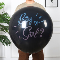 Ballons en latex pour révélation du sexe, 36 pouces, noirs, imprimés garçon ou fille, avec 2 paquets de confettis pour la décoration de fête d'anniversaire ou de baby shower