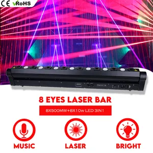 Iluminação de laser com fator tiitee, cabeça dmx 8x500mw + 8x10w led, controle de pixel, dj, efeito de laser