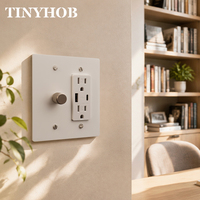 Interrupteur rotatif à intensité variable 2 gang avec plaque blanche et prise USB-A + USB-C, norme US/Canada 120V, montage mural