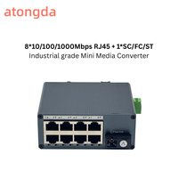 Convertisseur de média Ethernet industriel Mini 1000 Mbps 1-8 ports RJ45 SC/FC/SFP Fibre Optique Compact Montage sur rail DIN 0-20 KM