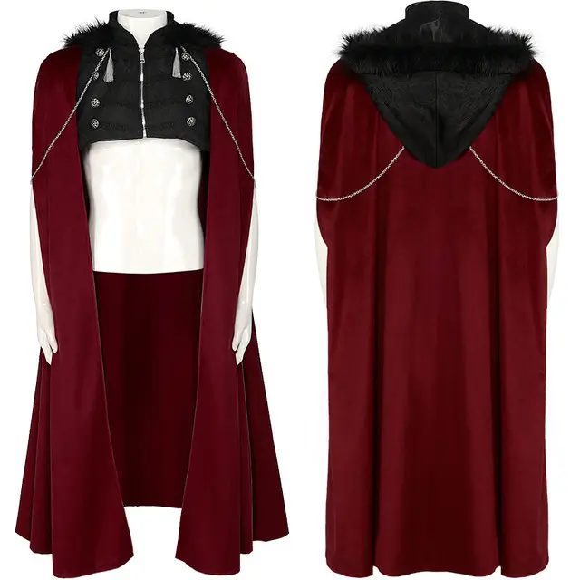 Medieval Steampunk Winter Cape for Man Women Maxi Larp Blouse Pirate Cloak Halloween Fur Hooded Long Gothic Jacket Cosplay