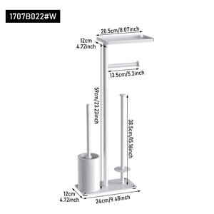 <span class=keywords><strong>Support</strong></span> de <span class=keywords><strong>papier</strong></span> <span class=keywords><strong>toilette</strong></span> multifonctionnel sur pied en acier au carbone avec brosse WC et étagère de rangement pour salle de bain – Vente en gros - Product Image 6