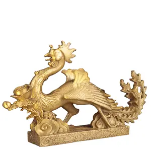 33 cm large size brass chinese Phenix statue happy couple chinese wedding gifts