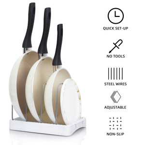 Cocina de almacenamiento de gabinete de despensa de soporte ampliable Pan y tapa de la olla organizador Rack con 10 compartimentos ajustables - Product Image 2
