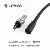 Connecteurs Micro compatibles SubConn MCIL6F+MCBH6M, mâle et femelle, pour câble traversant, étanches, plaqués or, en acier inoxydable, pour applications marines et ROV