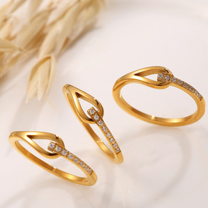 แหวนเพทายทรงเรขาคณิต ชุบทอง 18K สำหรับผู้หญิง สวมใส่ได้ทุกวัน แหวนคริสตัล - Product Image 2