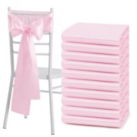 Nœuds de chaise modernes en satin rose 6,6x108 pouces, lavables et réutilisables, housses universelles pour chaises de mariage, banquets, événements à domicile et hôtels