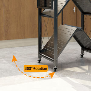 Estante plegable de acero personalizable para el hogar al por mayor armario de almacenamiento para cocina y baño de varios niveles (con ruedas plegables) - Product Image 4