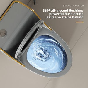 Ceramica moderna un pezzo Super vorticoso sifone ad alto impatto Anti-block odore deodorante serbatoio nascosto facile da pulire smaltato - Product Image 4