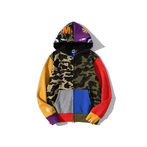 Chaqueta con estampado de Los Ángeles para hombre, ropa de calle de color negro con panel frontal, Ape-Man, cabeza de tiburón, Sudadera con capucha