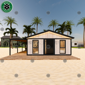 Light Steel Frame White Wood Grain Prefab Home Wooden Terrace Awning & <b>LED</b> Lighting Modular Backyard Guest House - Product Image 6