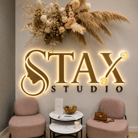 Enseigne lumineuse LED commerciale en acier inoxydable, logo en lettres métalliques 3D, enseigne LED, décoration murale pour spa, vitrine de magasin, image de marque