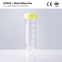 Tube à centrifuger en plastique de 25 ml, stérile, design citron, emballé en sachet, consommables de laboratoire jetables, largement utilisés dans la recherche médicale