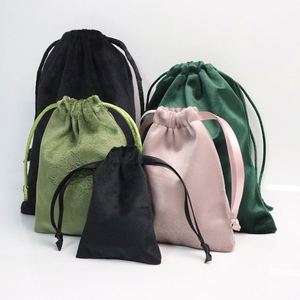 Sacs en velours gris personnalisés avec logo, pochettes à cordon pour maquillage, parfums, bijoux, cadeaux, vente en gros - Product Image 1