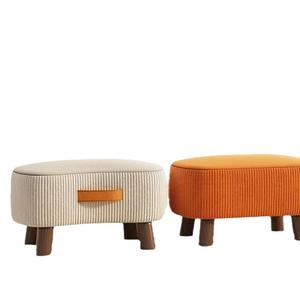 تصميم حديث للمنزل الصغير وسادة لينة مسند القدمين مقعد منخفض لغرفة النوم العثماني لتغيير الأحذية أريكة غرفة المعيشة للأطفال - Product Image 5