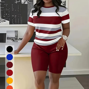 <span class=keywords><strong>Abbigliamento</strong></span> da <span class=keywords><strong>donna</strong></span> all'<span class=keywords><strong>ingrosso</strong></span> stampato a manica corta pantaloncini Casual <span class=keywords><strong>abbigliamento</strong></span> sportivo Set per la vita quotidiana - Product Image 5