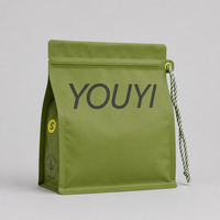 YOUYI Sachet Doypack Vert Personnalisé Imprimé Réutilisable Biodégradable Anti-humidité pour Poudre de Café en Feuille d'Aluminium