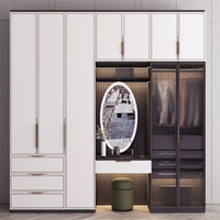 Armoire de chambre moderne avec miroir, meuble de rangement en bois pour villa et grande maison