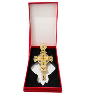 HT Griechisch Orthodox Jesus 18 Karat Gold Brust Kreuz Halskette mit Perle Legierung Chunk Chain Orthodoxe Kirche Spirituelles Geschenk - Product Image 4