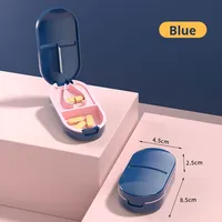 Estuche Organizador de Medicamentos Portátil de Plástico Azul de Alta Calidad al por Mayor, con Múltiples Compartimentos y Tapa Abatible, para Viajes