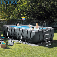 INTEX 26364 7.32*3.66*1.32m Rectangle Famille Enfants Adultes En Plein Air Plaisir De L'eau Hors Sol En Acier Métal Cadre Piscine