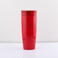 Botella de champú plana de plástico PET de 250ml con tapa abatible grande Contenedor de lavado de pelo rojo Embalaje