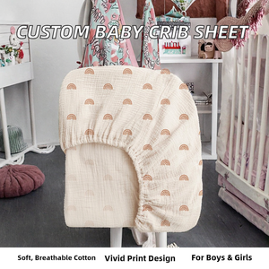 Zhengpai Customized TongTu LLIN <strong>Classic</strong> Style Breathable Cotton Fitted Muslin Baby <strong>Crib</strong> Mattress Sheet All-Season for Boys Girls - Product Image 2