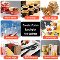 Bol en papier kraft de qualité alimentaire, jetable, pour soupe et nouilles, avec couvercle, conteneur biodégradable pour plats à emporter pour restaurant