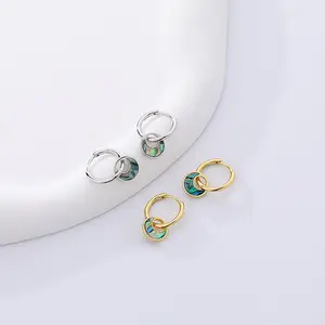 Small Hoop Drop Abalone Factory Wholesale Sterling Silver 925 Jewellery Earrings