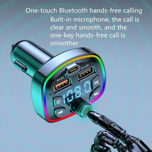 Receptor de Audio inalámbrico para llamadas manos libres para coche, reproductor de MP3 de disco TF U, cargador rápido USB, transmisor FM, adaptador Universal - Product Image 2