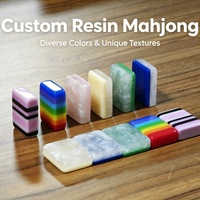 Tuiles de Mahjong personnalisées en résine à effet marbre perlé, échantillon disponible, logo sur mesure, blocs numérotés Mahjong