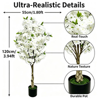 Pohon Sakura Buatan Ramah Lingkungan Anti Api 120cm dengan Bunga Sakura Palsu Hijau Elegan yang Dapat Dilepas untuk Acara Pesta Pernikahan.